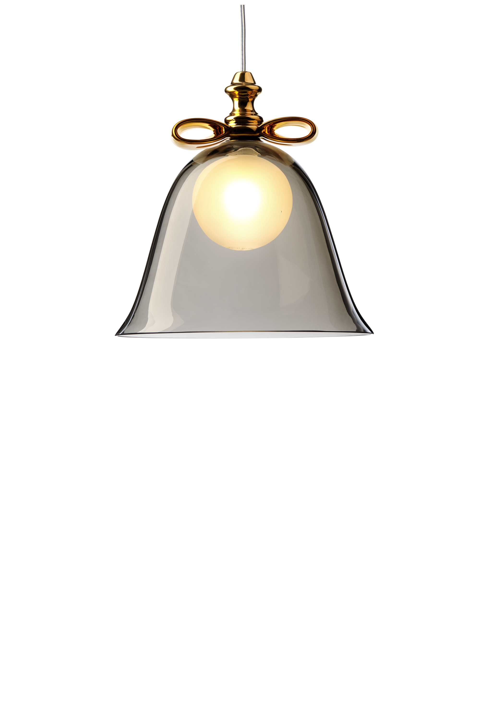 Bell Lamp suspension small smoke gold front view