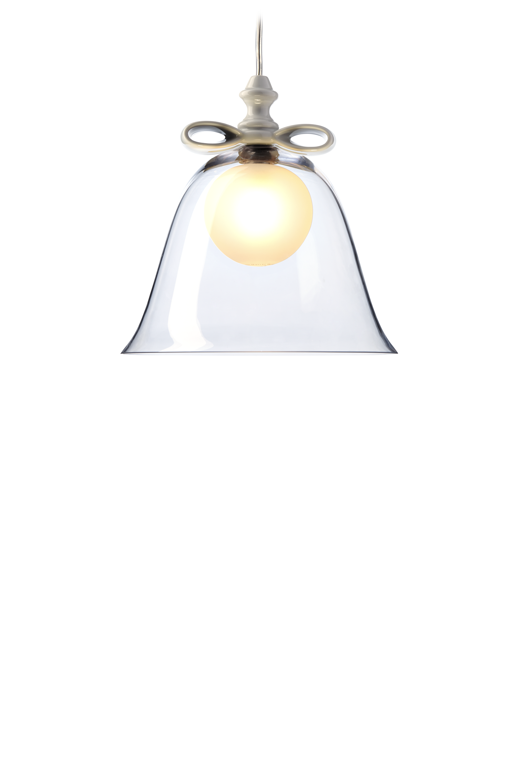 Bell Lamp suspension small transparant white front view
