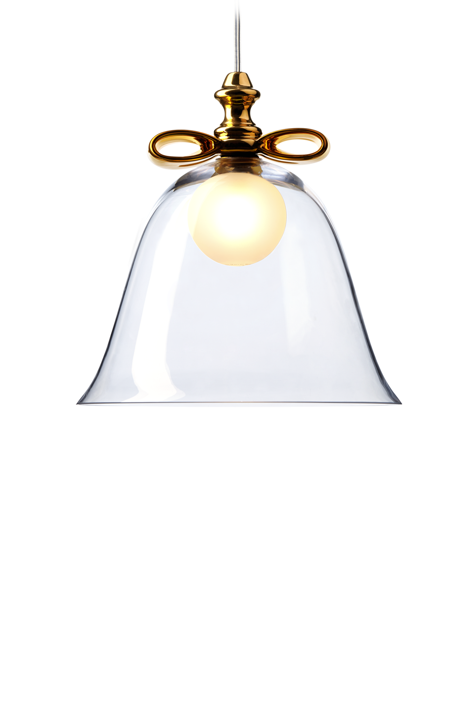 Bell Lamp suspension large transparent gold front view