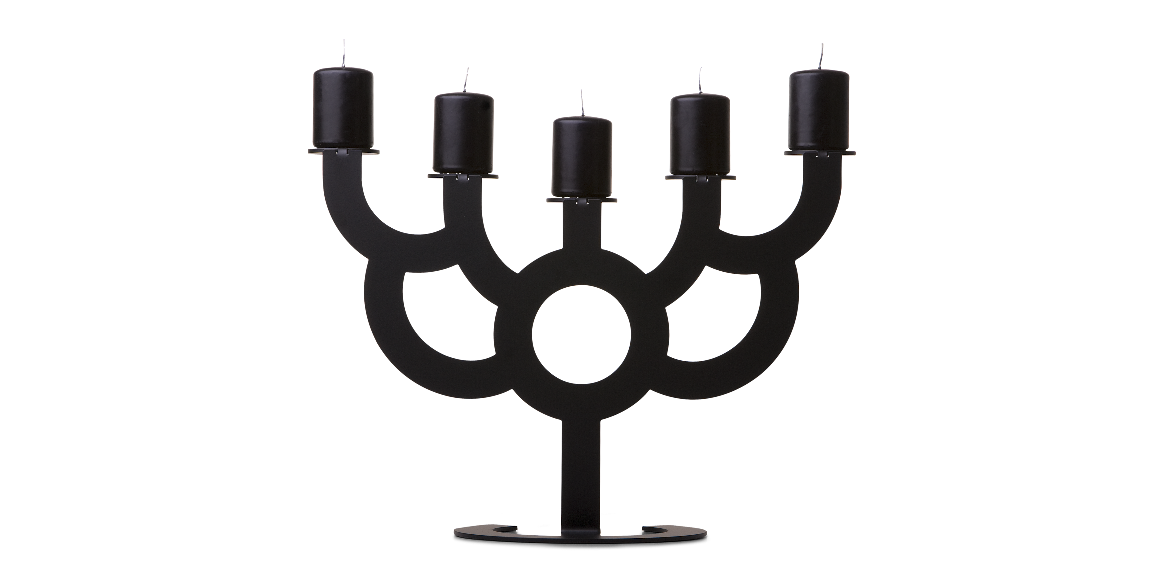 little Bold candle holder black front view with candles