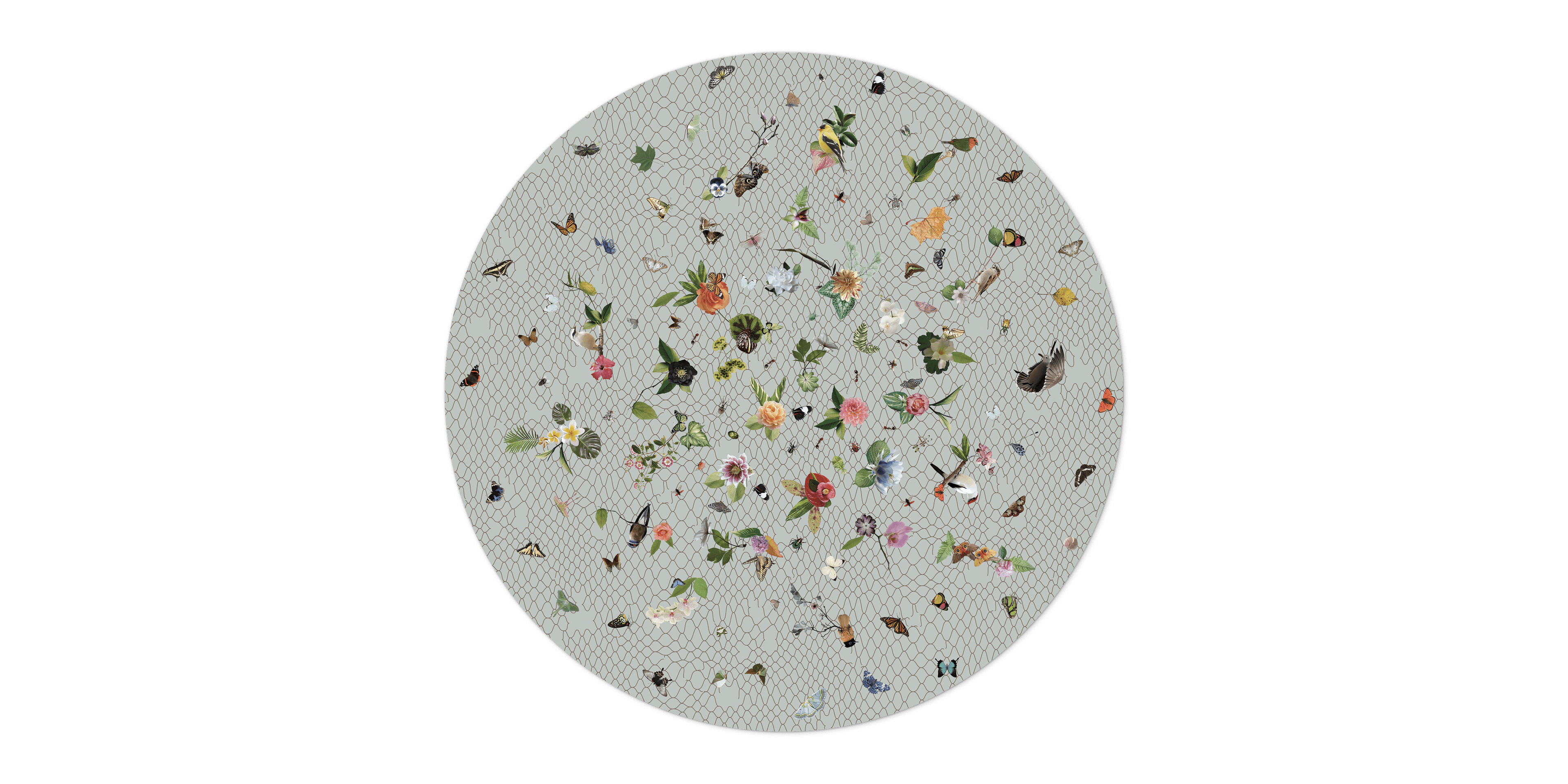 Carpet Garden of Eden Light Grey Round