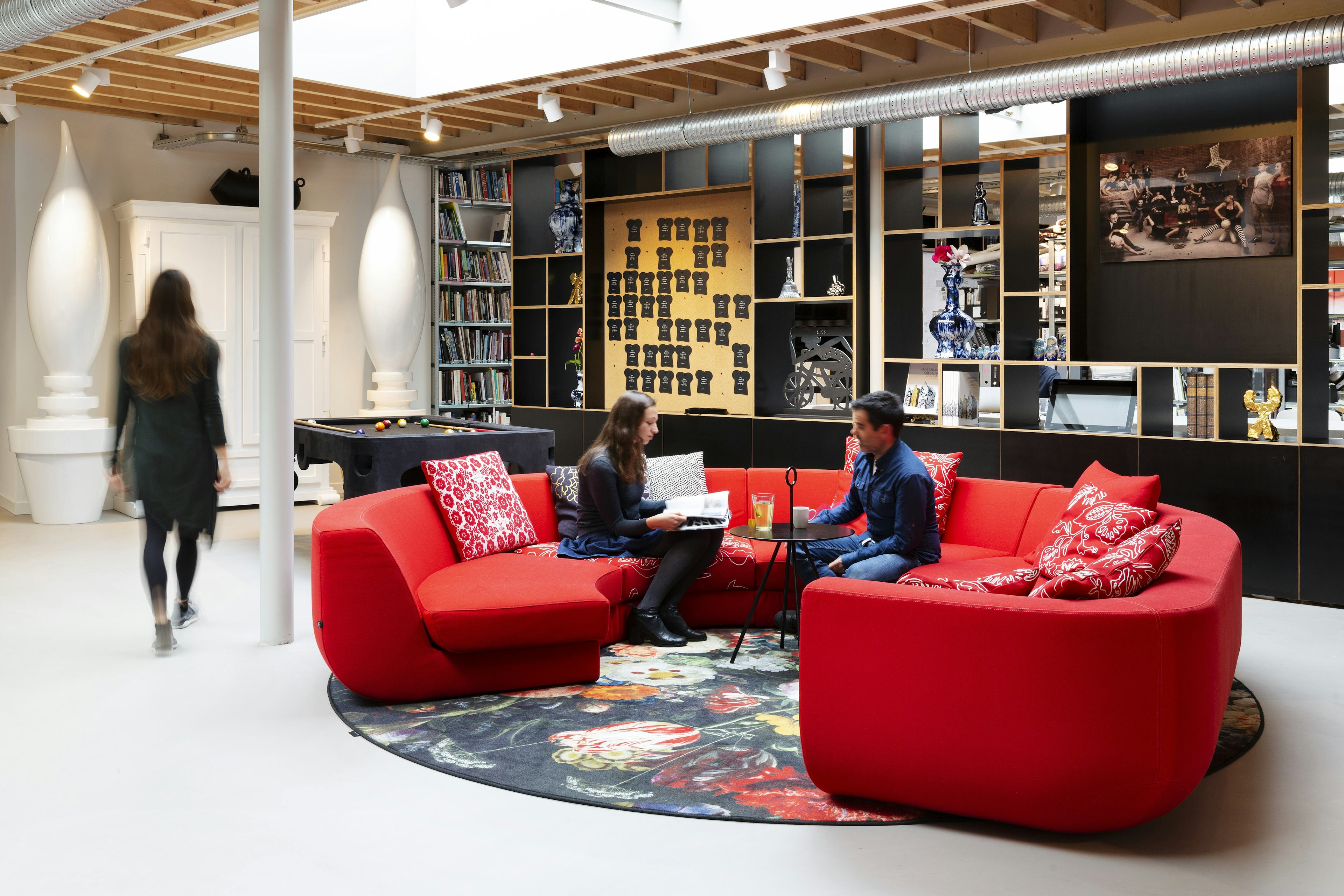 Interior of Marcel Wanders design studio with Moooi carpet and vases