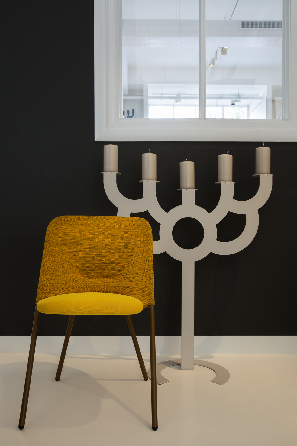 Interior of Amsterdam Showroom 2017 with Shift Dining Chair and Big Bold candle holder