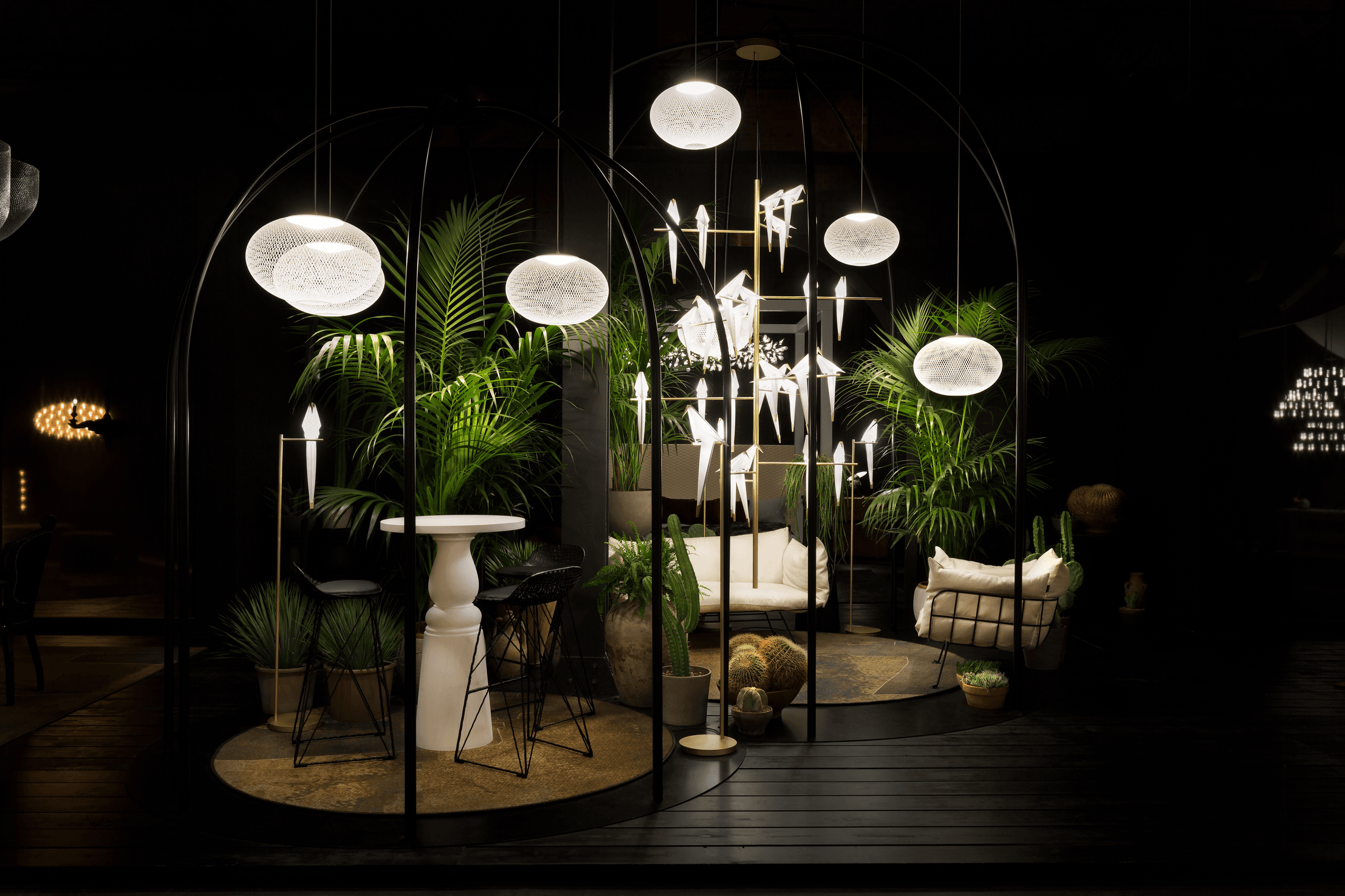 Impression of Milan 2018 with NR2 suspension light, Perch Light Tree suspension and Container Table