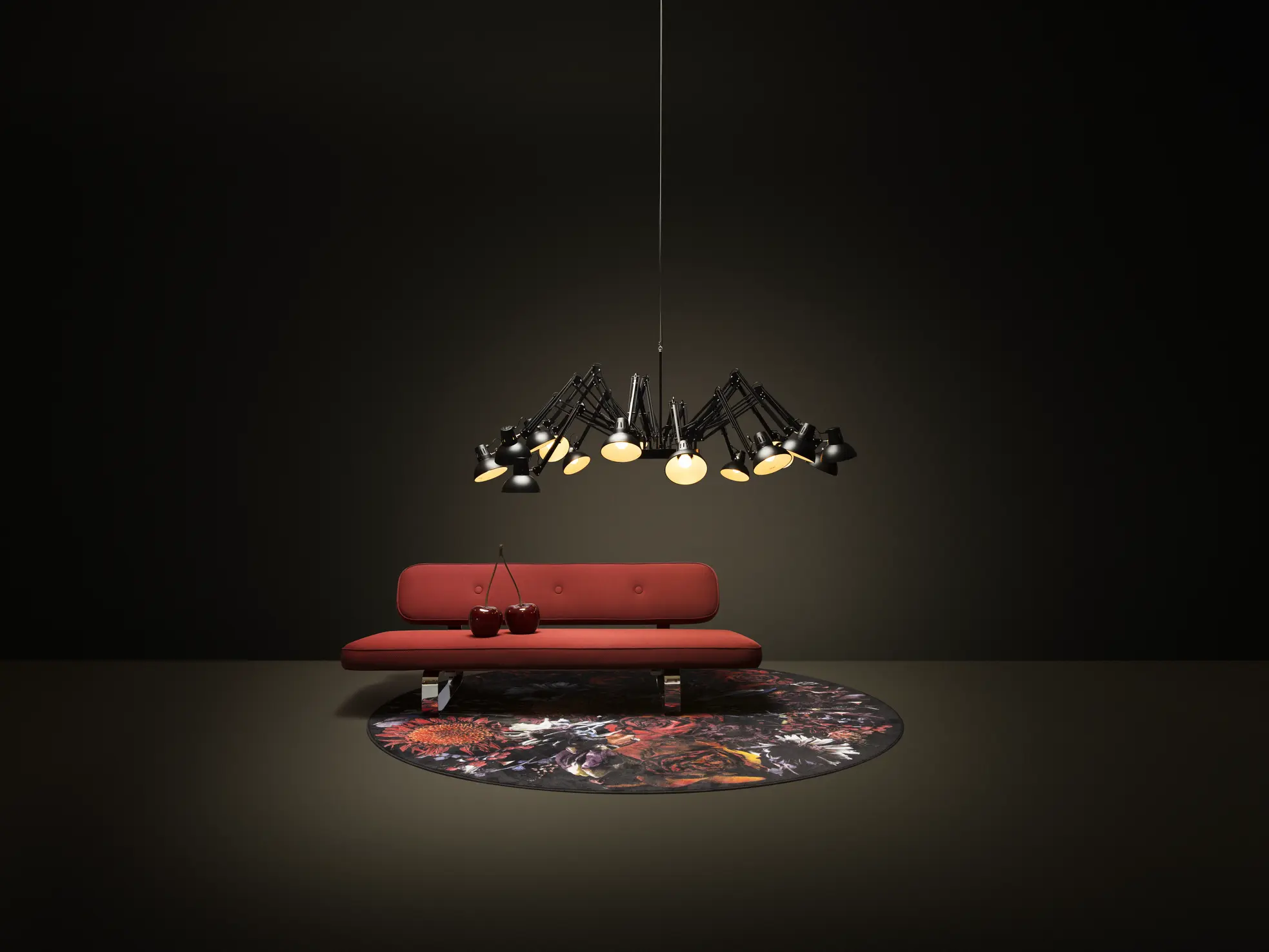 Poetic composition Power Nap sofa, Dear Ingo suspension light and Moooi Carpet