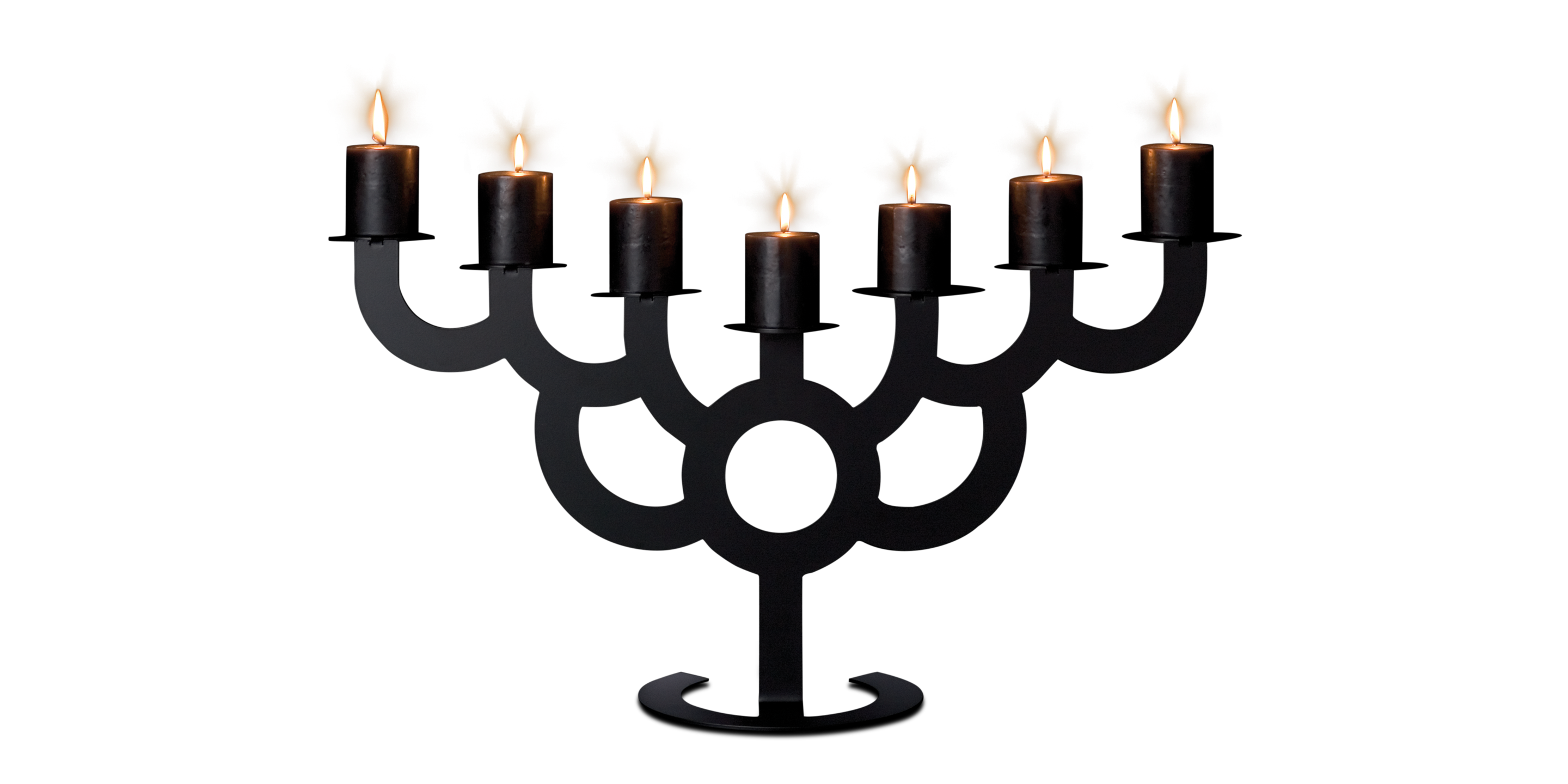 Bold candle holder satin front view with burning candles