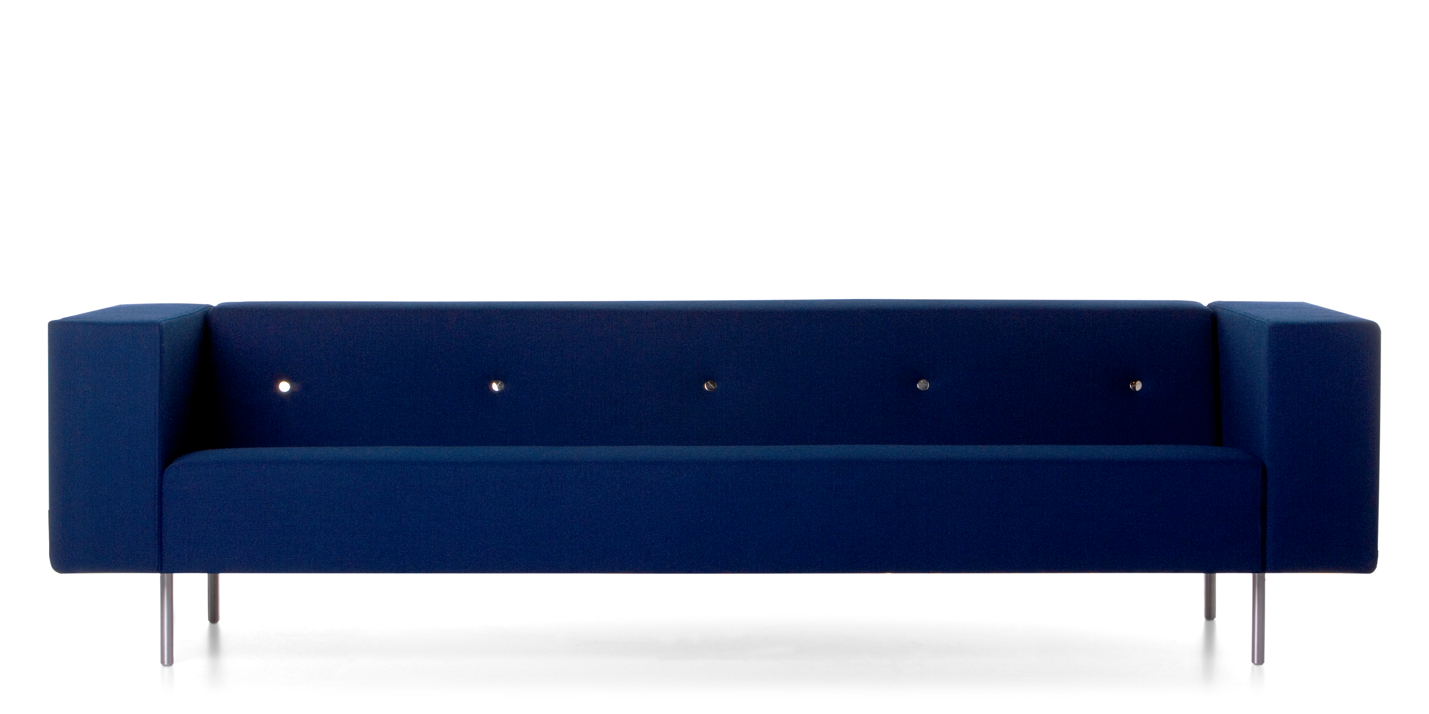Bottoni Triple Seater sofa blue front view