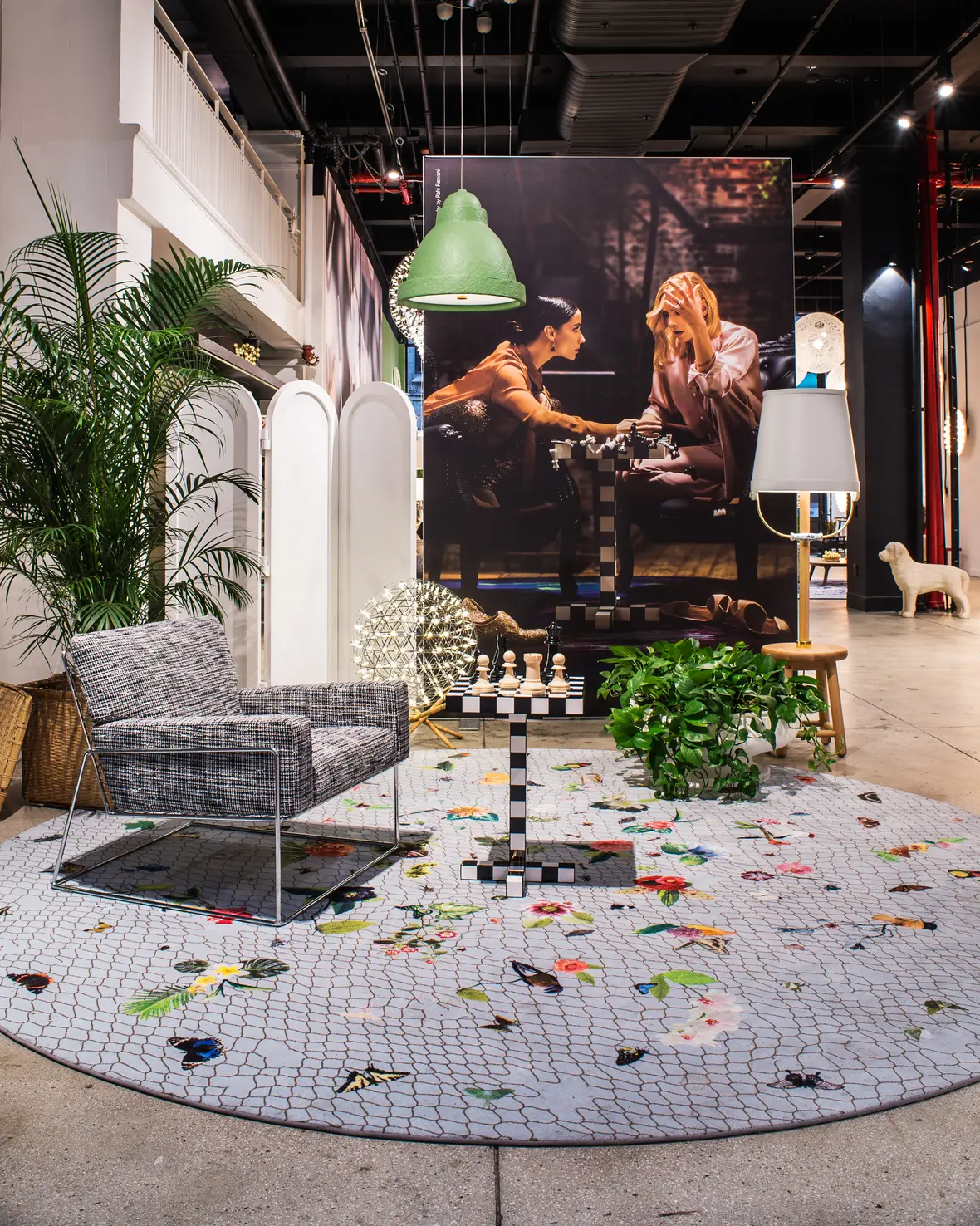 Interior of showroom with Carpet Garden of Eden, Charles Chair and Chess Table