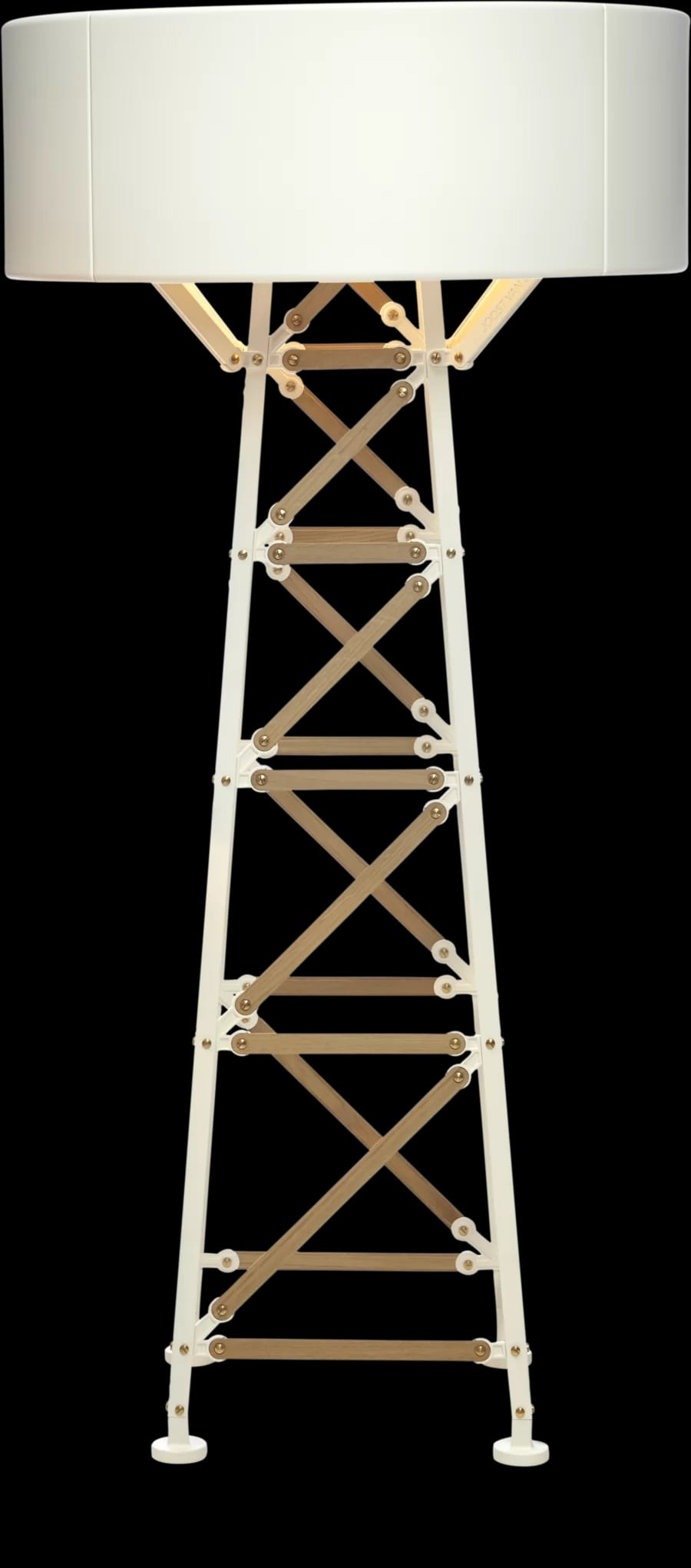 Frontview of The Moooi Construction Lamp in the medium size and in the colour white.