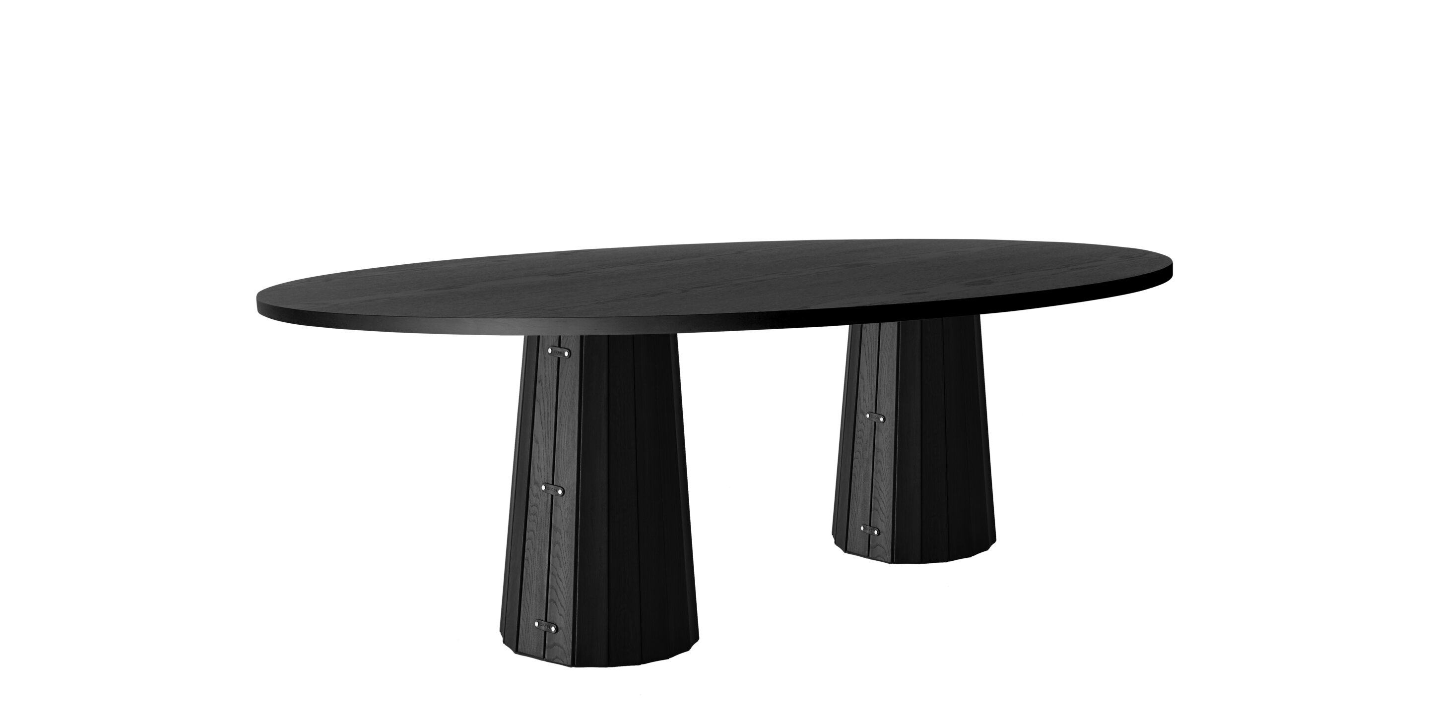 Container Table oval 260 black with double foot Bodhi cover