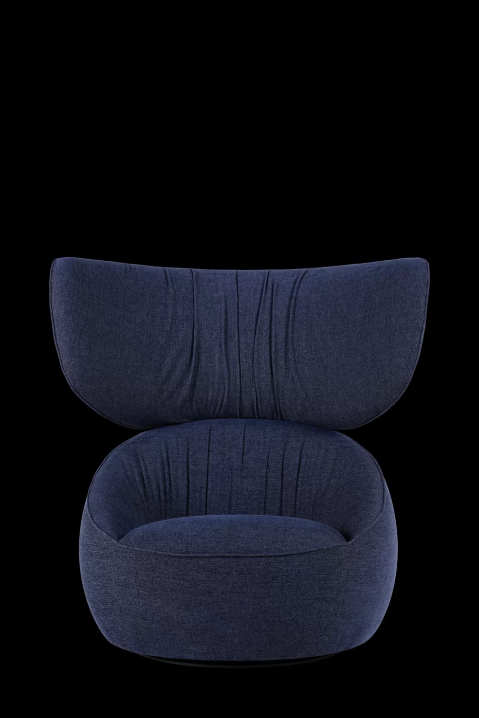 Hana Armchair Wingback Liscio Grigio Blu front side