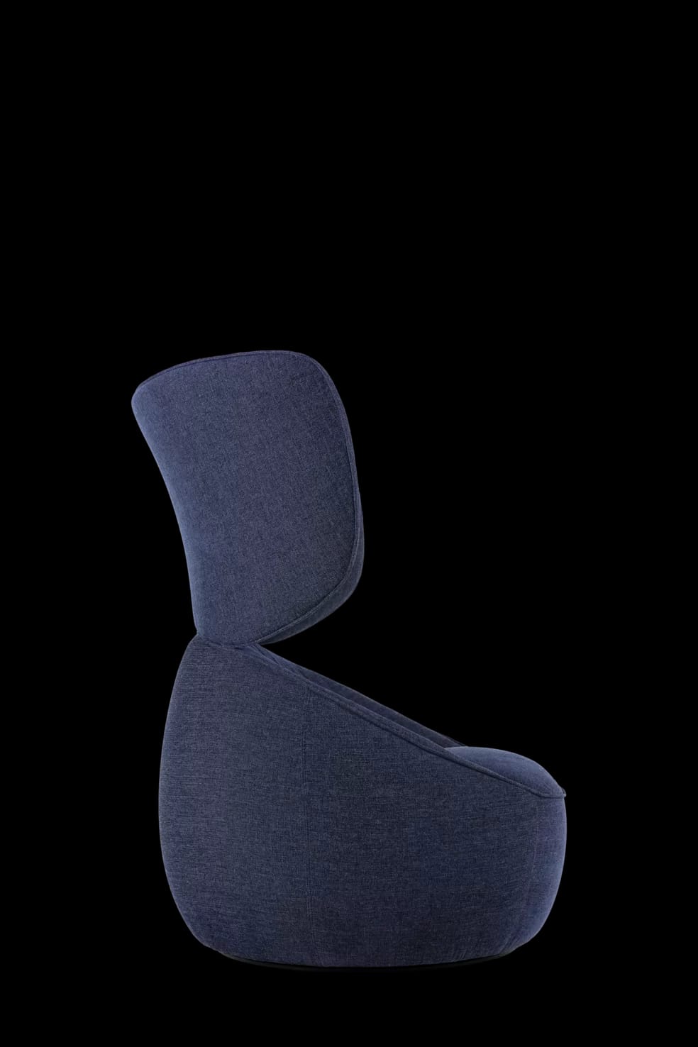 Hana Armchair Wingback Liscio Grigio Blu right view