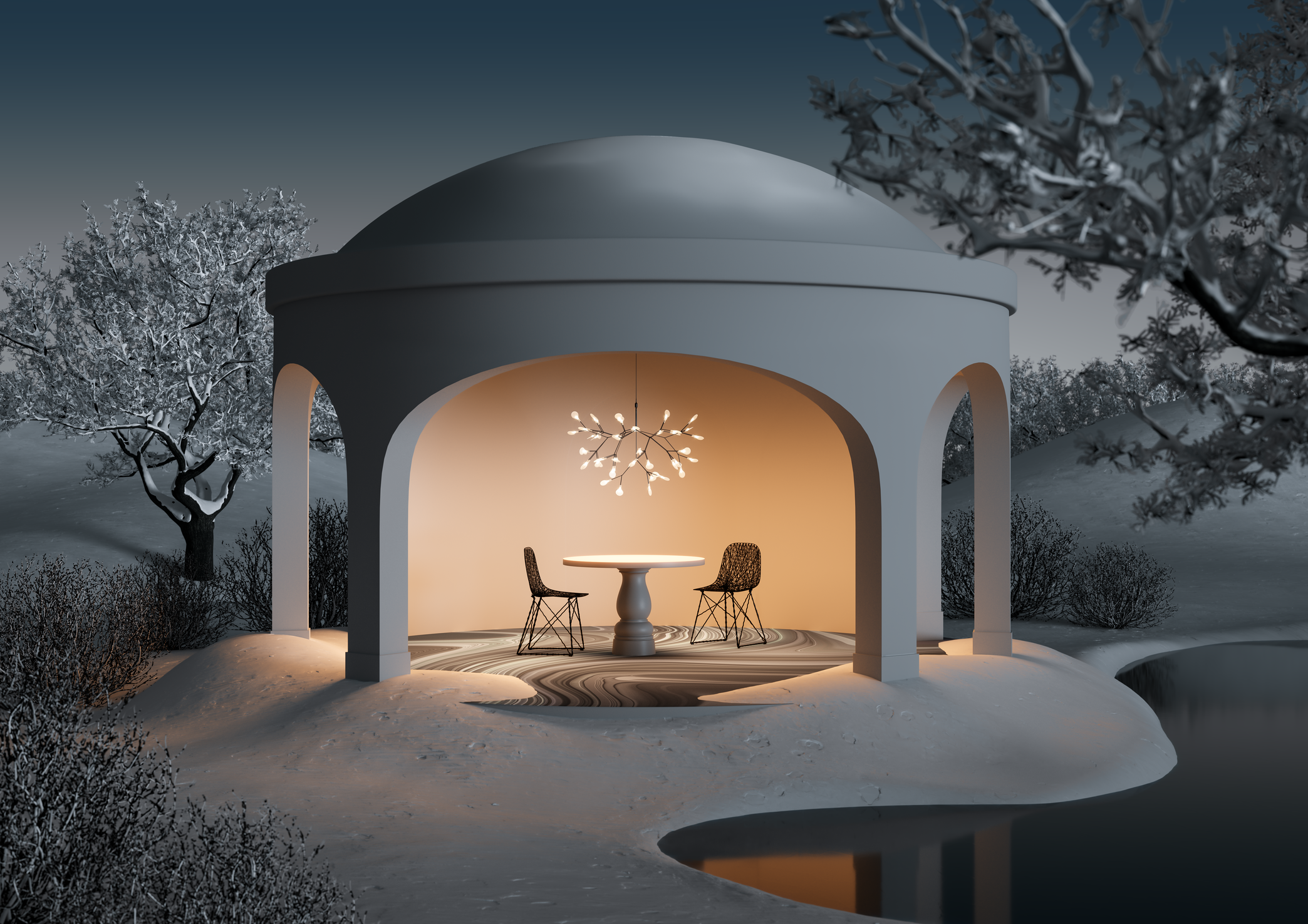 Moooi Heracleum III Winter Mood Creative image with container table classic and carbon chairs