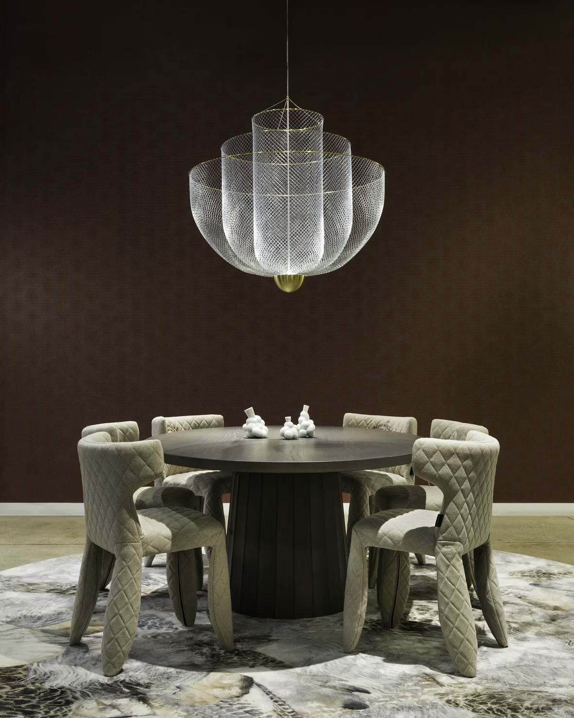 Interior with Meshmatics Chandelier, Container Table and Monster Chair