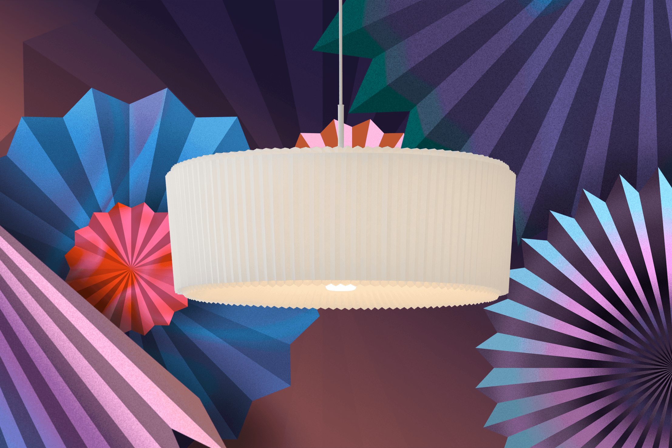 Plie Plisse Light suspension in on graphic paper background