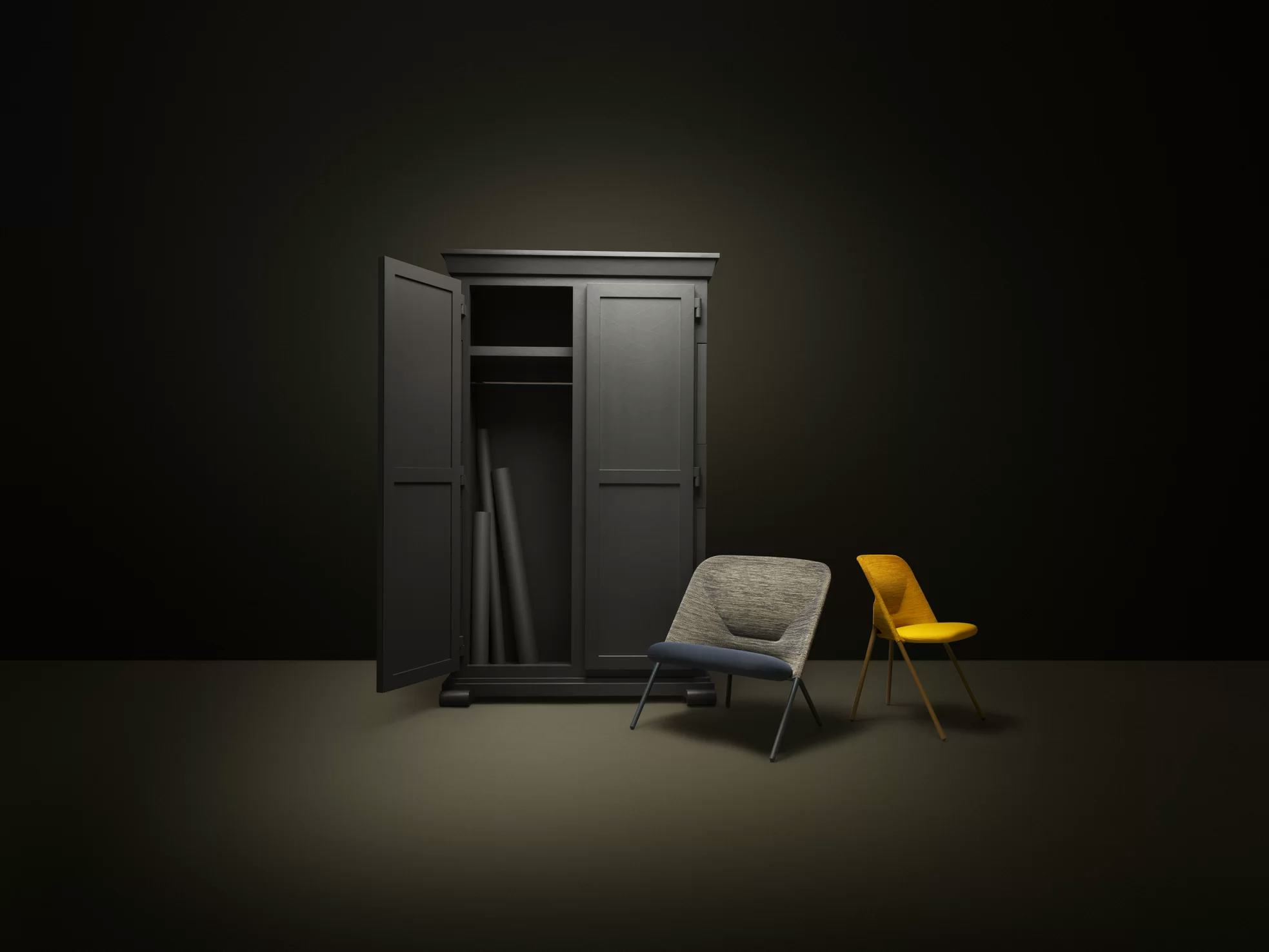 Poetic composition Paper Cupboard and Shift Lounge Chair
