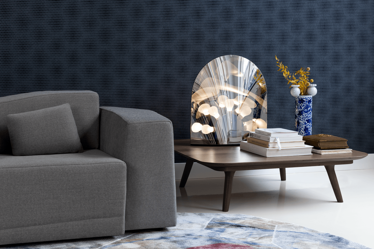 Interior with SLT sofa, Space Table Lamp and Delft Blue Vase