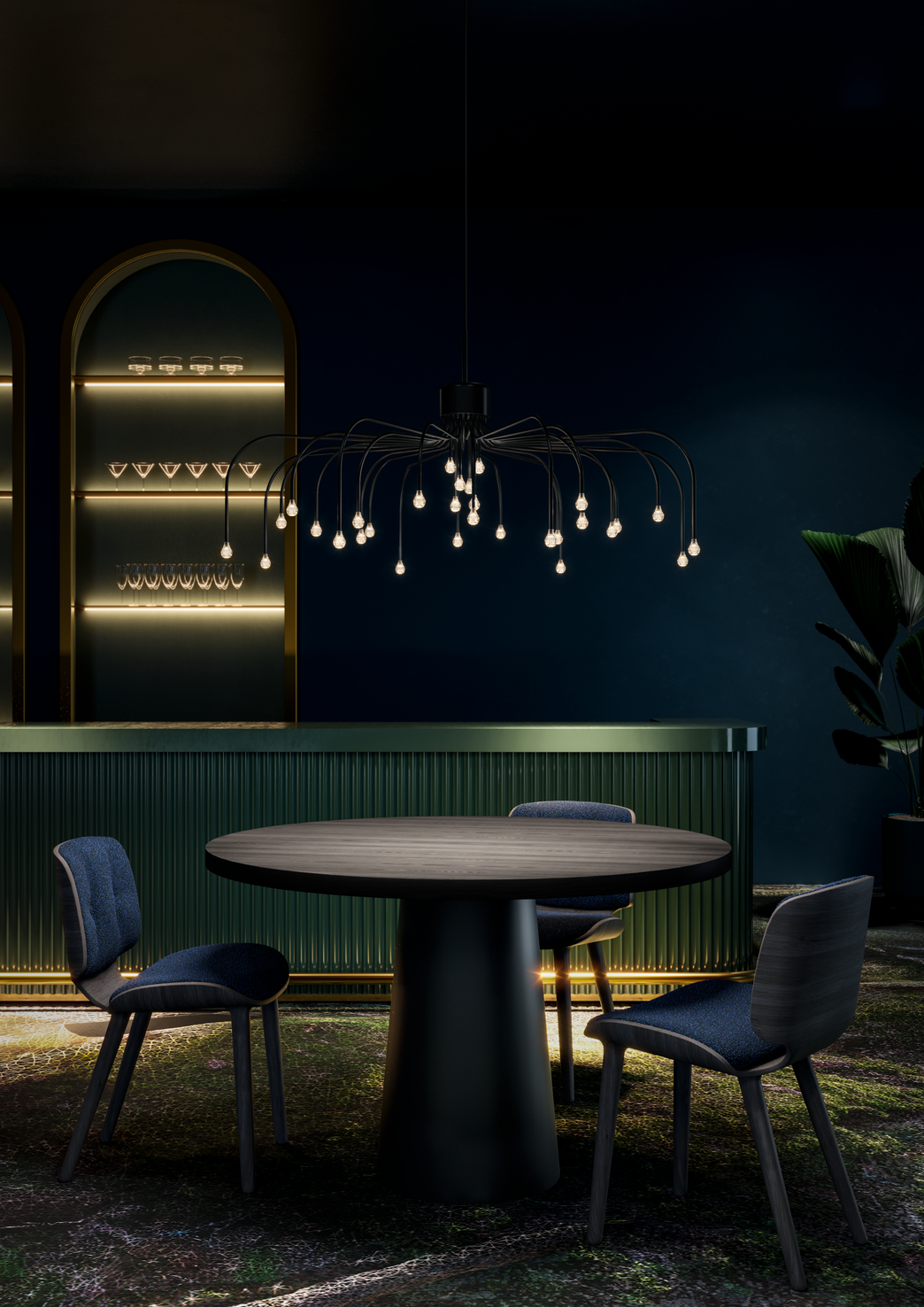Moooi-Starfall-Light-30-Restaurant-applied-image-with-Container-Table-Classic-and-Nut-Dining-chairs