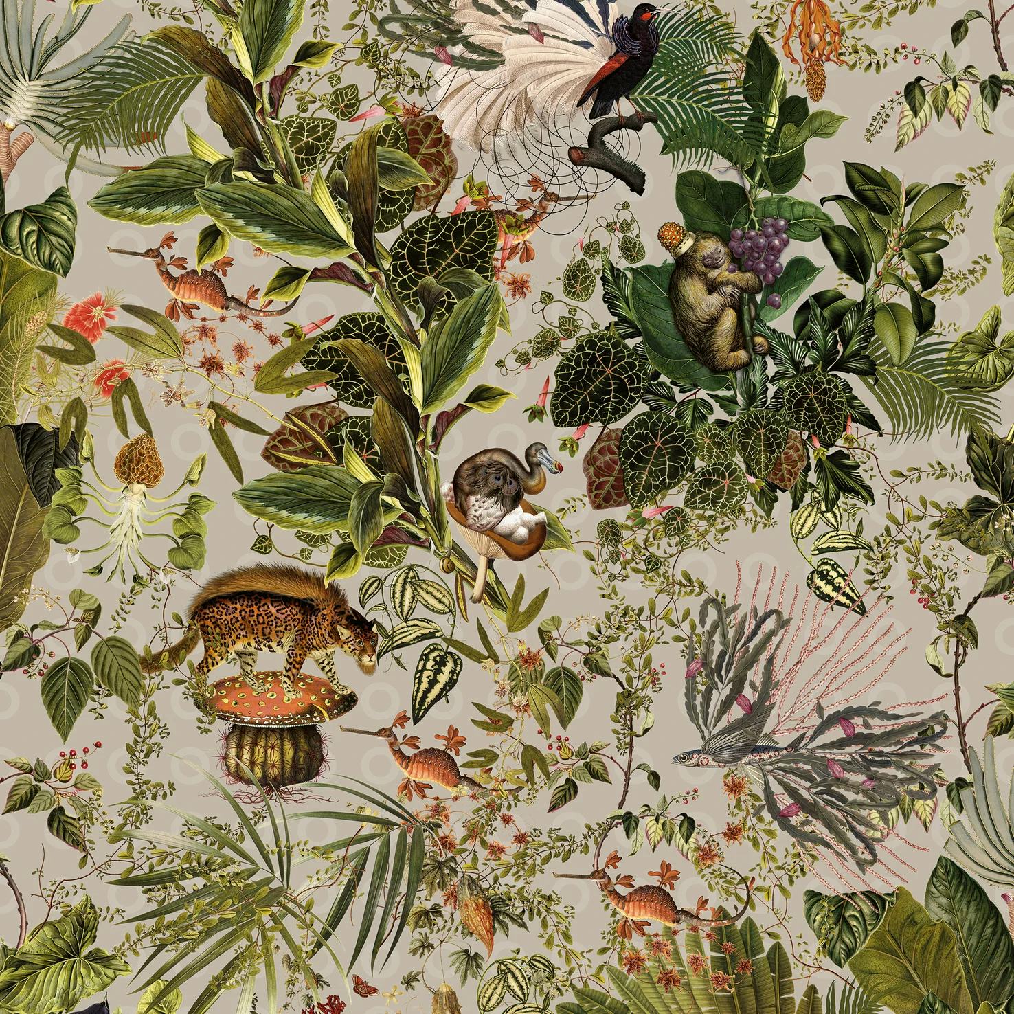 Moooi Wallcovering Menagerie of Extinct Animals cloud