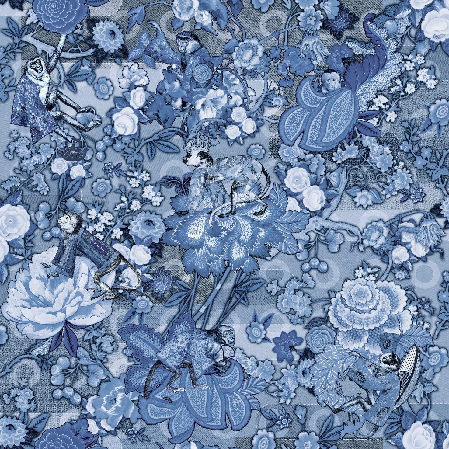 Moooi Wallcovering Rendezvous Tokyo Blue Ming Blue