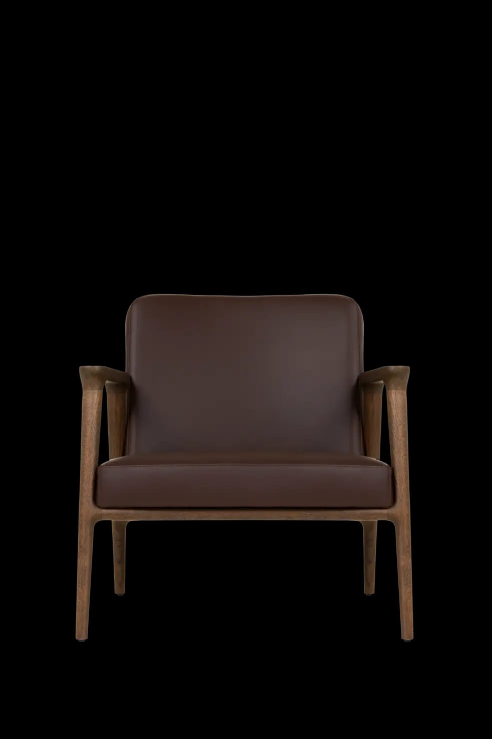 Zio Lounge Chair Spectrum brown with cinnamon legs front view