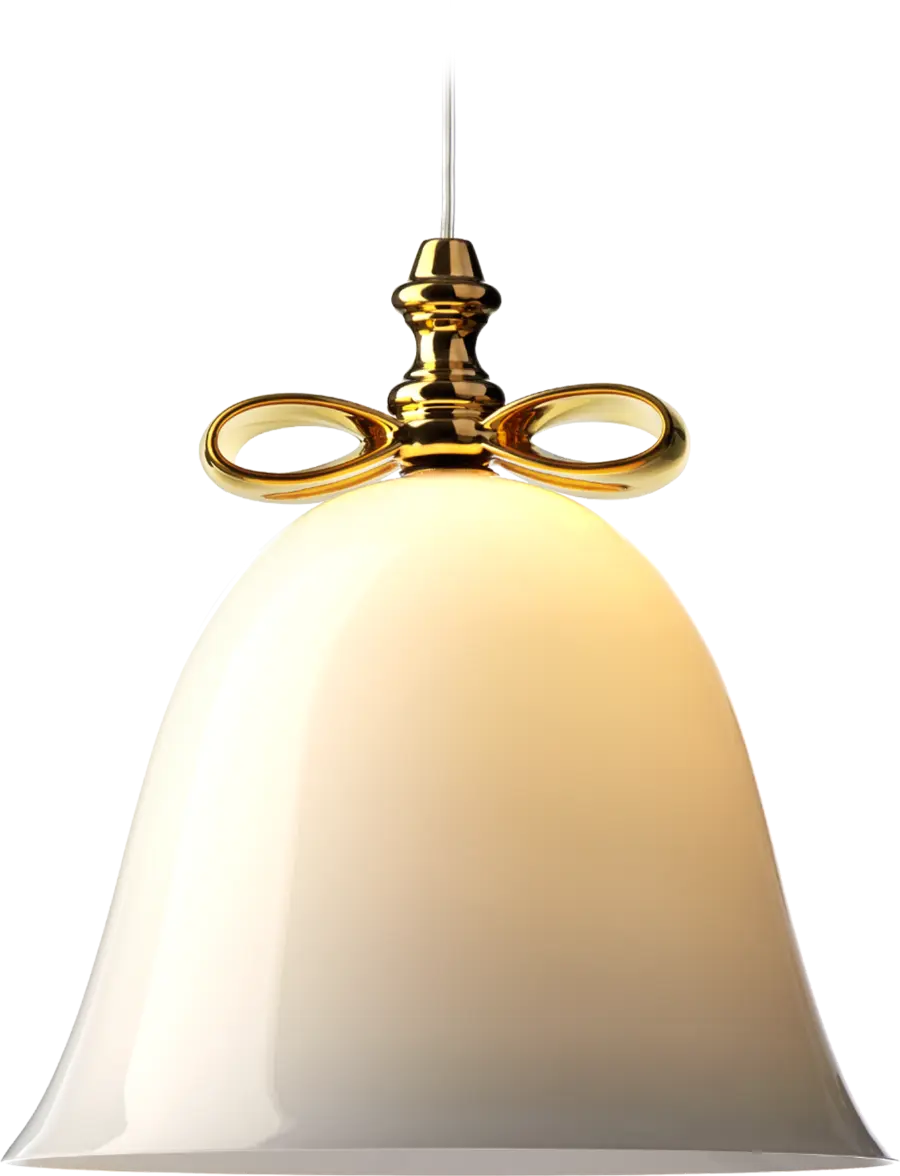 Bell Lamp suspension small white gold front view