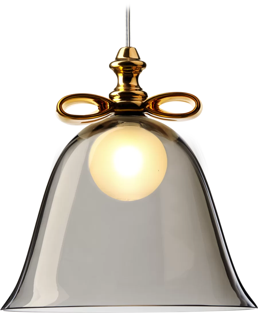 Bell Lamp suspension large smoke gold front view