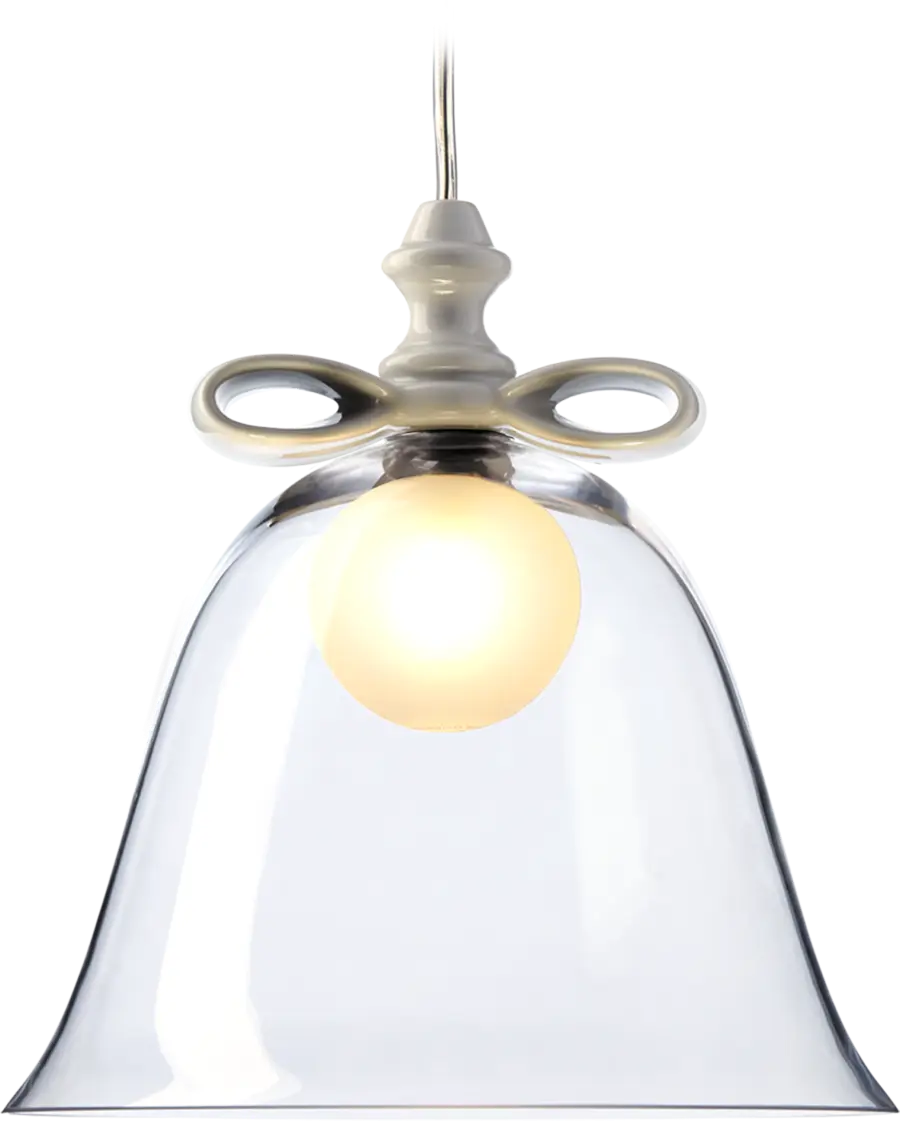 Bell Lamp suspension large transaparent white front view