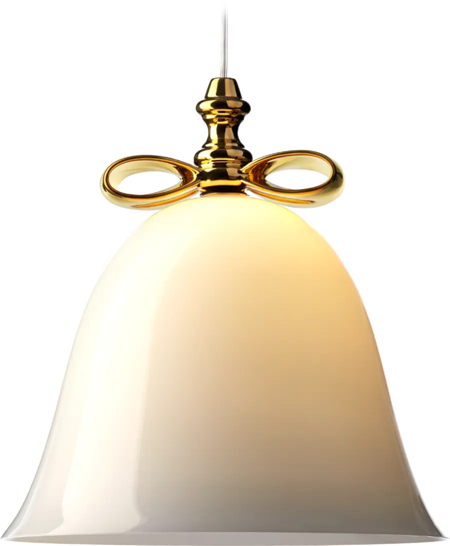 Bell Lamp suspension large white gold front view