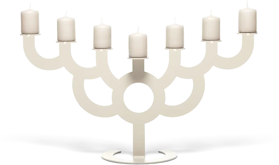 Menorah Bold candle holder satin front view with candles