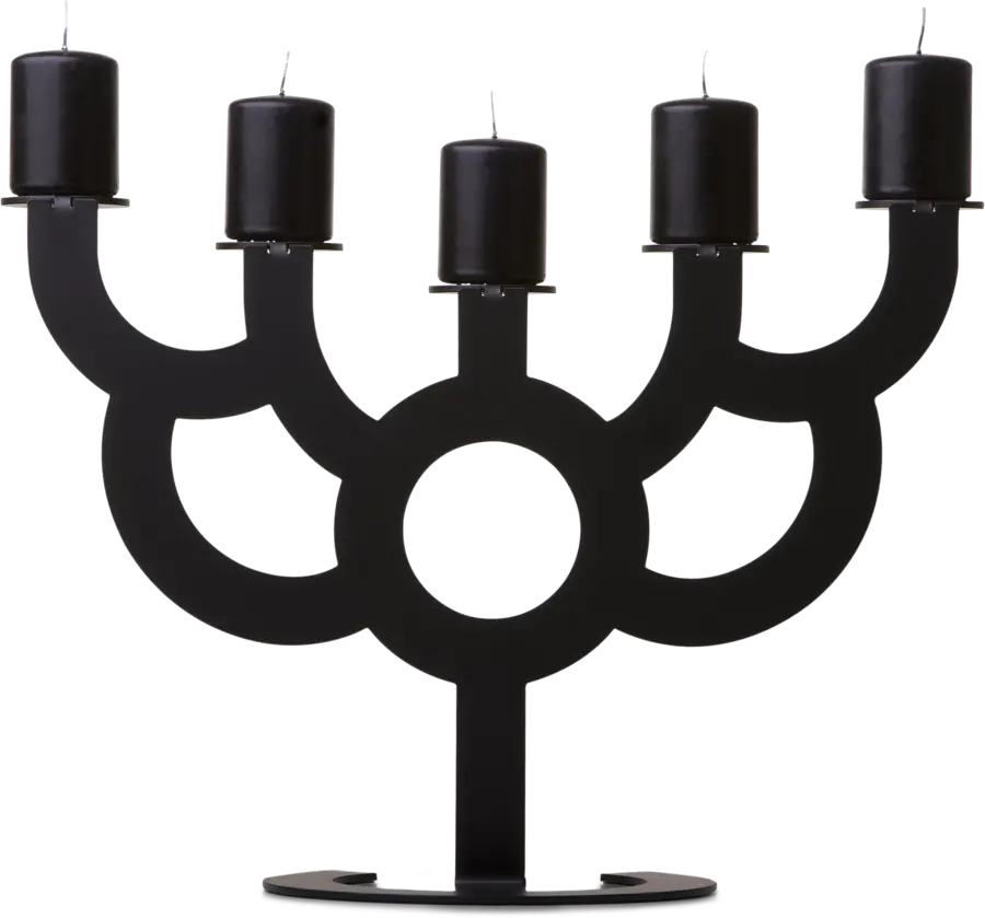 little Bold candle holder black front view with candles