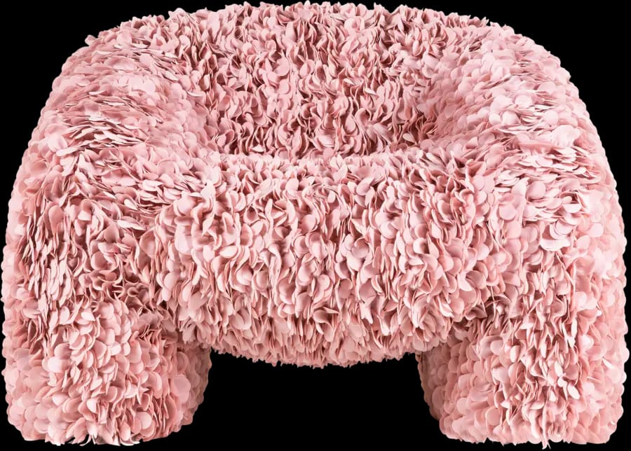 Hortensia Armchair pink petals front view