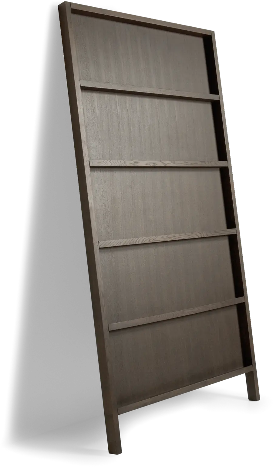 Oblique bookshelf small grey stained